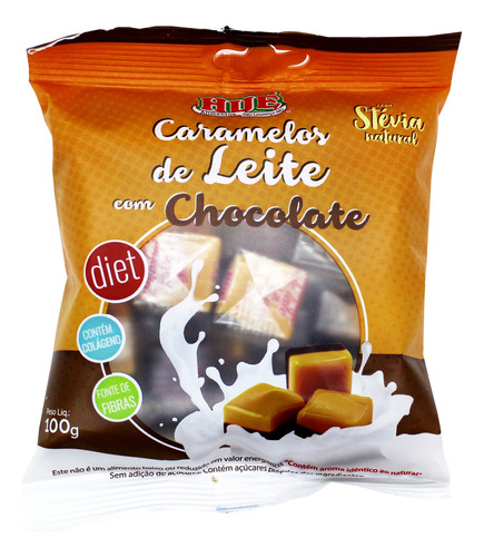 Bala De Caramelo De Leite Com Chocolate Diet Hué Sem Glúten