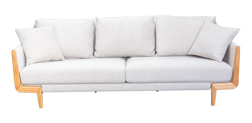 Sofa Cigno 3 Cuerpos - Brazos Madera Cinamomo - Tela Beige