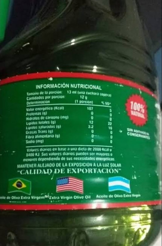 Azeite Extra Virgem Galão De 5l