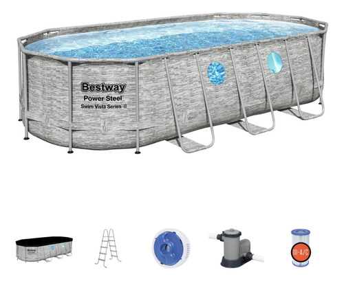 Alberca Piscina Jumbo Bestway Swim Vista 5.49 X 2.74 X 1.22 Color Gris cc