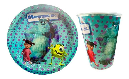 30 Platos Y 30 Vasos Monster Inc Boo Sully Mike Monsters
