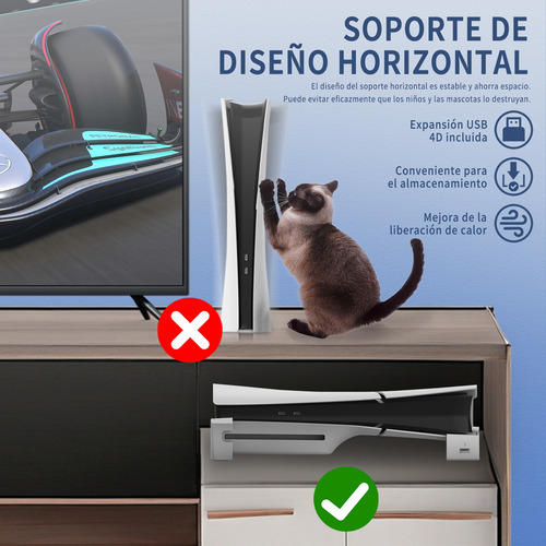 Soporte Horizontal Con 4 Usb Para Consola Ps5 Slim/pro