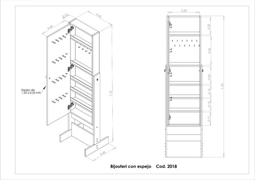 Imagen 9 de 9 de Espejo De Pie Cuerpo Entero Porta Bijouterie Bijoutero+