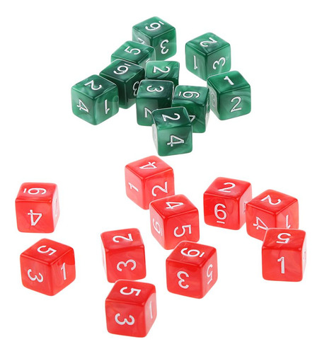 107d6 Dados Numeral Dado De 6 Caras De Verde Y Rojo