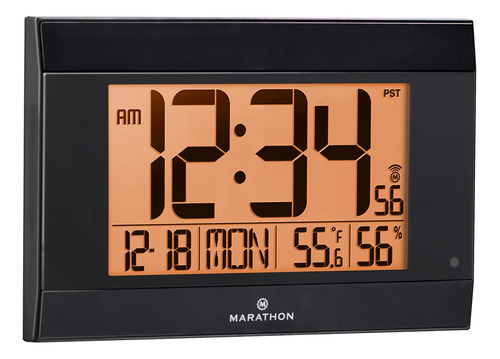 Reloj Digital Marathon De Pared Con La Temperatura Y Humedad