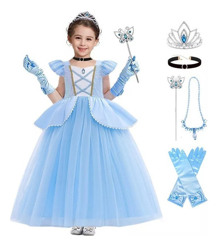 Vestido De Cenicienta Para Niña, Disfraz De Princesa