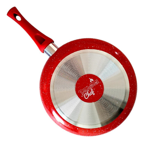 Juego 3 Sartenes Dragon Chef 20 24 28cm Aluminio Mármol Color Rojo