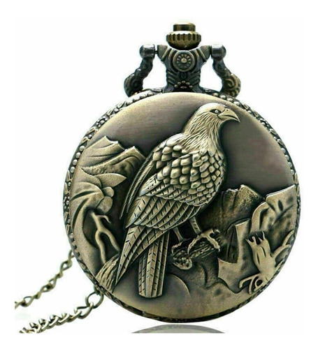 Imagen 1 de 3 de Reloj De Bolsillo Aguila Dorado| Reloj Estilo Antiguo Quartz