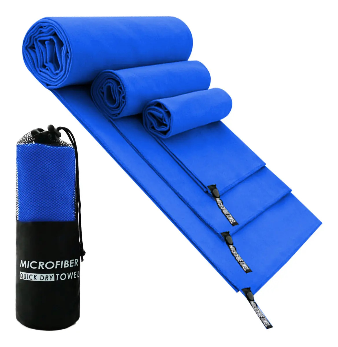 Imagen de Toallas Microfibra Secado Rápido Kidomy Pack 3 Azul Real Gimnasio Playa