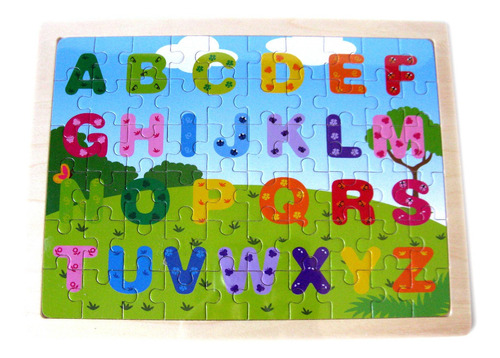 Juguete Madera Didactico Rompecabezas Letras Abc Juegos 48