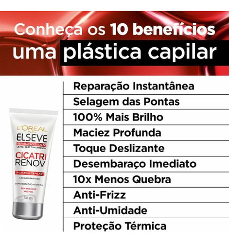 Leave-in Cicatri Renov 50ml Elseve Loreal Plástica Capilar