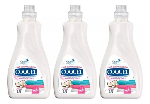 Kit C/3 Unidades - Lava Roupas Coquel Coco 1500ml