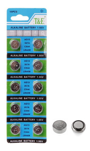Pila Bateria Alkalina Ag13 Lr44 A76 357 10 Unidades Relojes