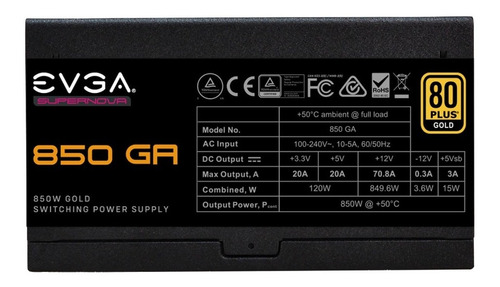 Imagen 4 de 9 de Fuente Gamer Evga 850w 850 Ga Supernova 80 Plus Gold Modular
