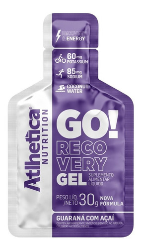 GO! Recovery Gel 10 sachês de 30g Atlhetica Nutrition Sabor Guaraná com Açaí