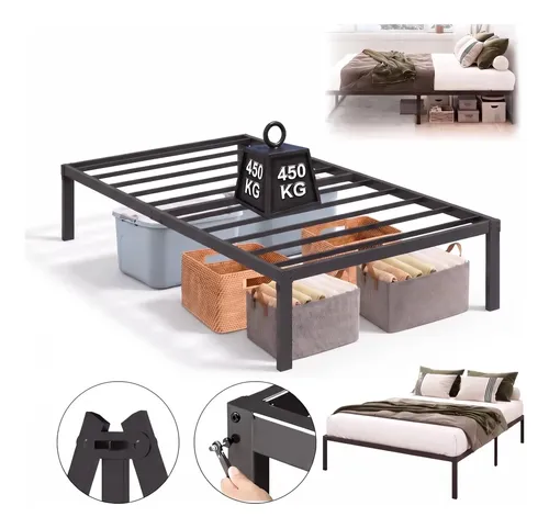 Base Cama Box Solteiro Metal Reforçada Dobrável 450kg