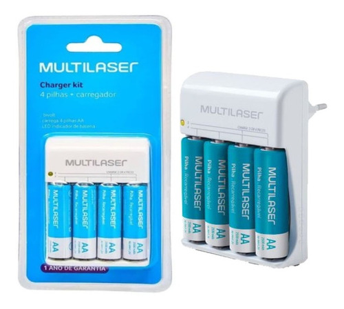 Imagem 5 de 5 de Kit Pilha Recarregável Com Carregador Bivolt Multilaser