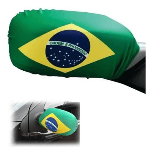 2 Bandeiras Brasil Retrovisor Carro Copa Mundo Com Elastico