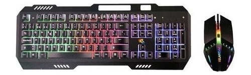 Kit Teclado Mouse Gamer Rgb De Membrana Retroiluminado