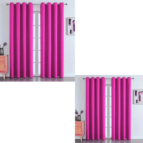 2juegos Cortina Blackout Vero Hogar 2.13m 1.37m Lisa Térmica Fucsia