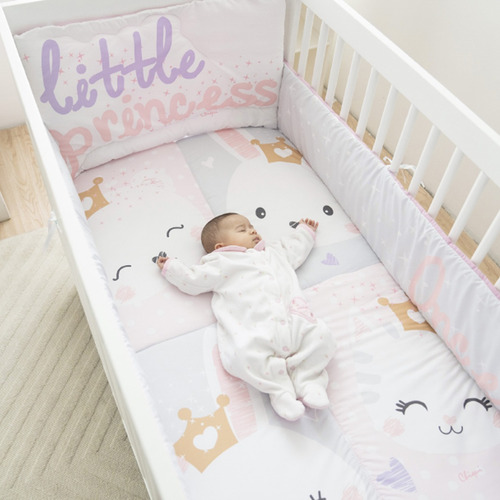 Set Edredón Cuna Little Princess Niña Poliéster Chiqui Mundo Set Con 6 Piezas Rosa Little Princess
