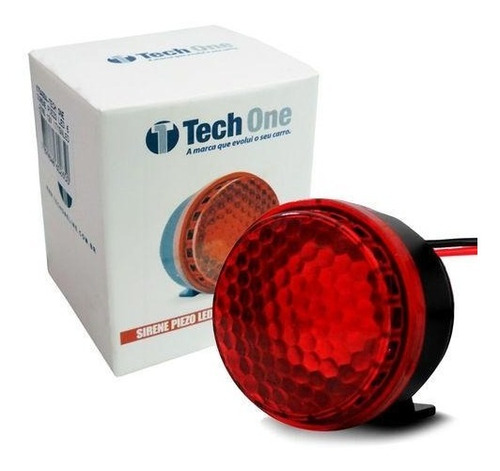 Sirene Piezo 6 Tons Com Led Vermelho 12v Universal Marcha Ré