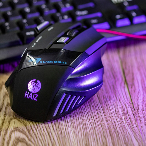 Ratón X7 Gamer, 7 botones, 3600 ppp, luz LED óptica Haiz, color negro