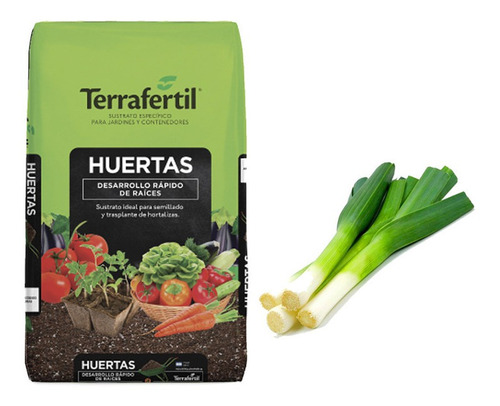 Sustrato Huertas Terrafertil 50lts Con Semillas De Puerro