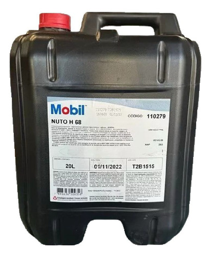 Aceite Hidraulico Mobil Nuto H 68 Balde De 20 Litros