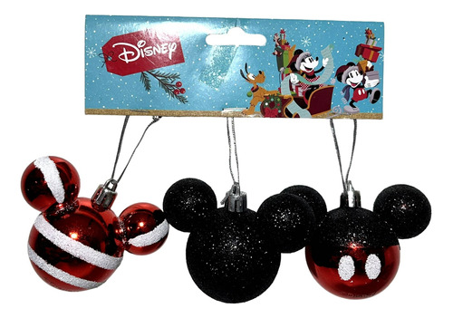 03 Bolas Enfeite Árvore Natal Turma Mickey Original Disney