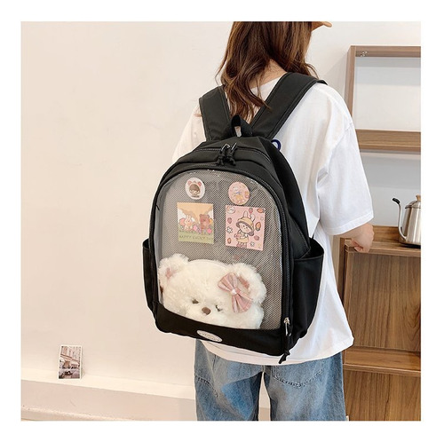Mochila Escolar De Gran Capacidad Mochila Linda Y Versátil Bolsa Transparente Trae 2piezas