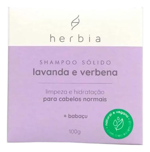  Shampoo Sólido Lavanda Verbena Cabelos Normais Vegano Herbia