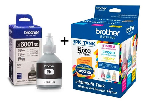 Kit Tinta Brother Bt-6001bk Negro Cian Magenta Amarillo