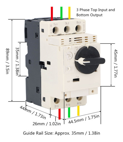 Disjuntor De Motor Térmico De 35 Mm Din Rail Mount Knob Trip