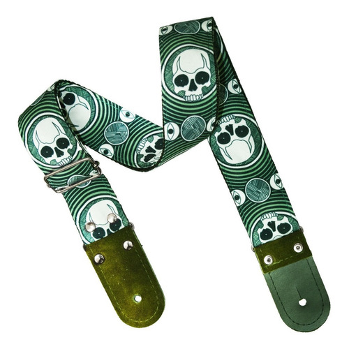 Calavera Kidam Strap/tahali Para Guitarra O Bajo Color Verde