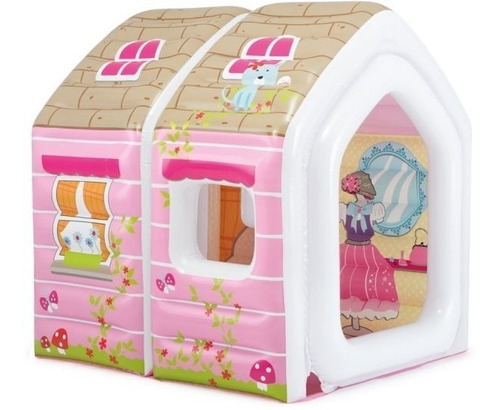 Casa De Muñecas Inflable Con Sillon Y Mesa Mara Niñas Rosada