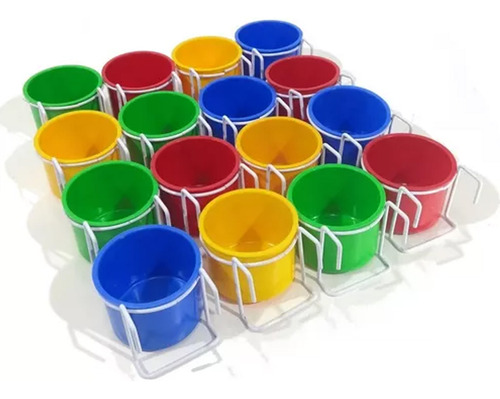 Bebedouro/comedouro Para Aves Contrera Caneca Com Alça Multicolorido De 16 Unidades