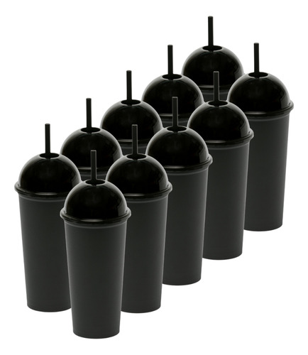 30 Vasos Reusables Saturn 20 Oz Con Tapa Domo Tipo Frappe Color Negro