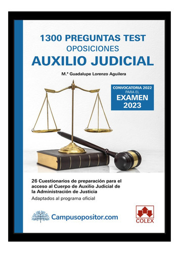 1300 PREGUNTAS TEST OPOSIONES AUXILIO JUDICIAL 2ÃÂº ED, de VV. AA.. Editorial COLEX, tapa blanda en español