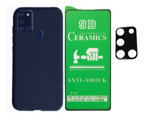 Silicone Case + Cerámica + V Cámara Para Samsung Galaxy A21s