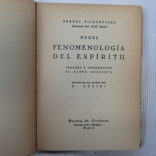 Imagen 4 de 8 de Fenomenologia Del Espiritu Hegel Revista De Occidente 1935