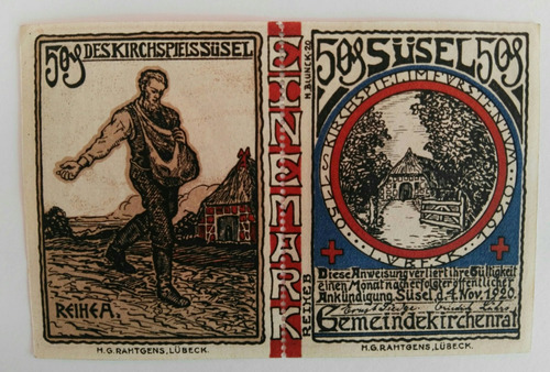 Alemania Escaso Billete Notgeld Troquelado 1 Mark Año 1920