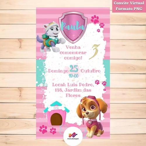 Convite Digital  Virtual Patrulha Canina Rosa 03