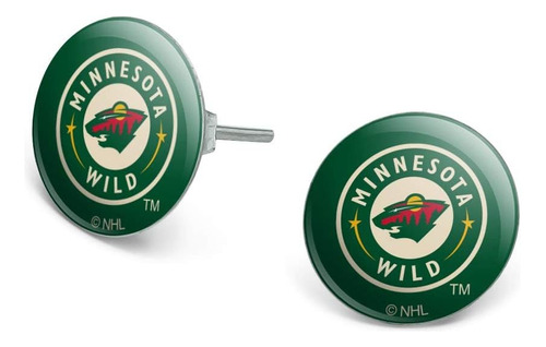 Pendientes De Tuerca Con El Logotipo De Minnesota Wild De Gr