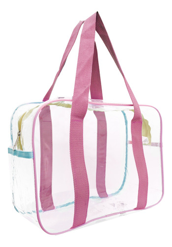 Bolsa Transparente Con Neceser Bolsa Bowling Mochila Mz10-3 Rosa Traslúcido Níquel Rosa