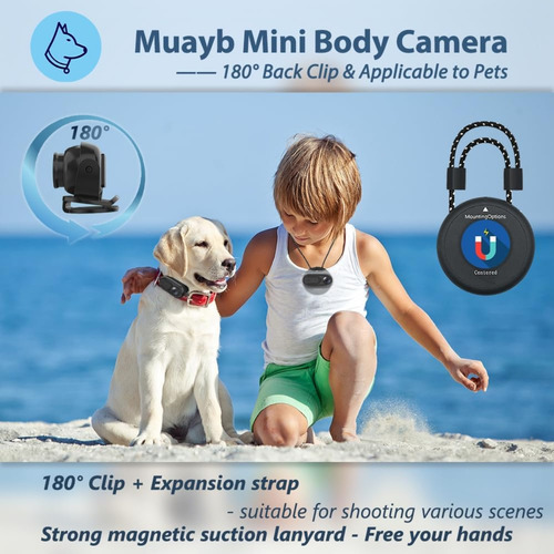 Mini Cámara Corporal 1080p, Cámara Corporal Portátil Con 180