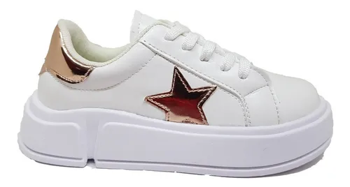 Comprar Zapatillas Deportivas Niña Blanca Con Velcro Estrella Glitter 🌟👸r