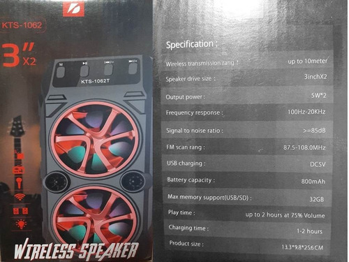 Corneta Speaker Altavoz Bluetooth Usb Sd Radio Portatil Led