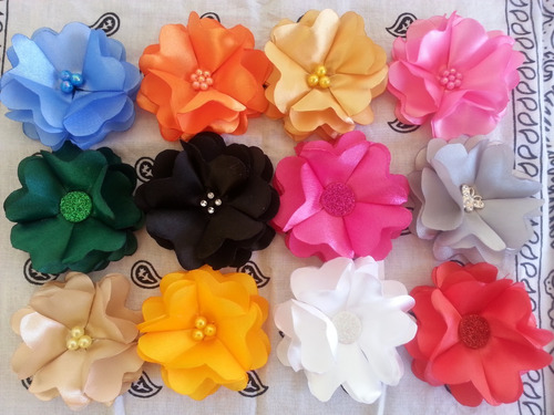 Pompones Tipo Flor Para Cintillos, Ganchos, Lazos Para Niñas