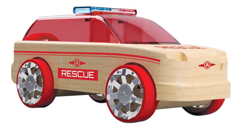 Automoblox Mini Rescue Pack Vehículos De Madera Para Mezcl